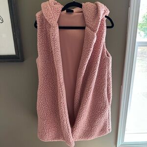 Women's Pink Sherpa Hooded Vest